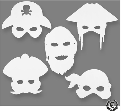 [Msq002] Masques à décorer - Pirates - 16 pcs